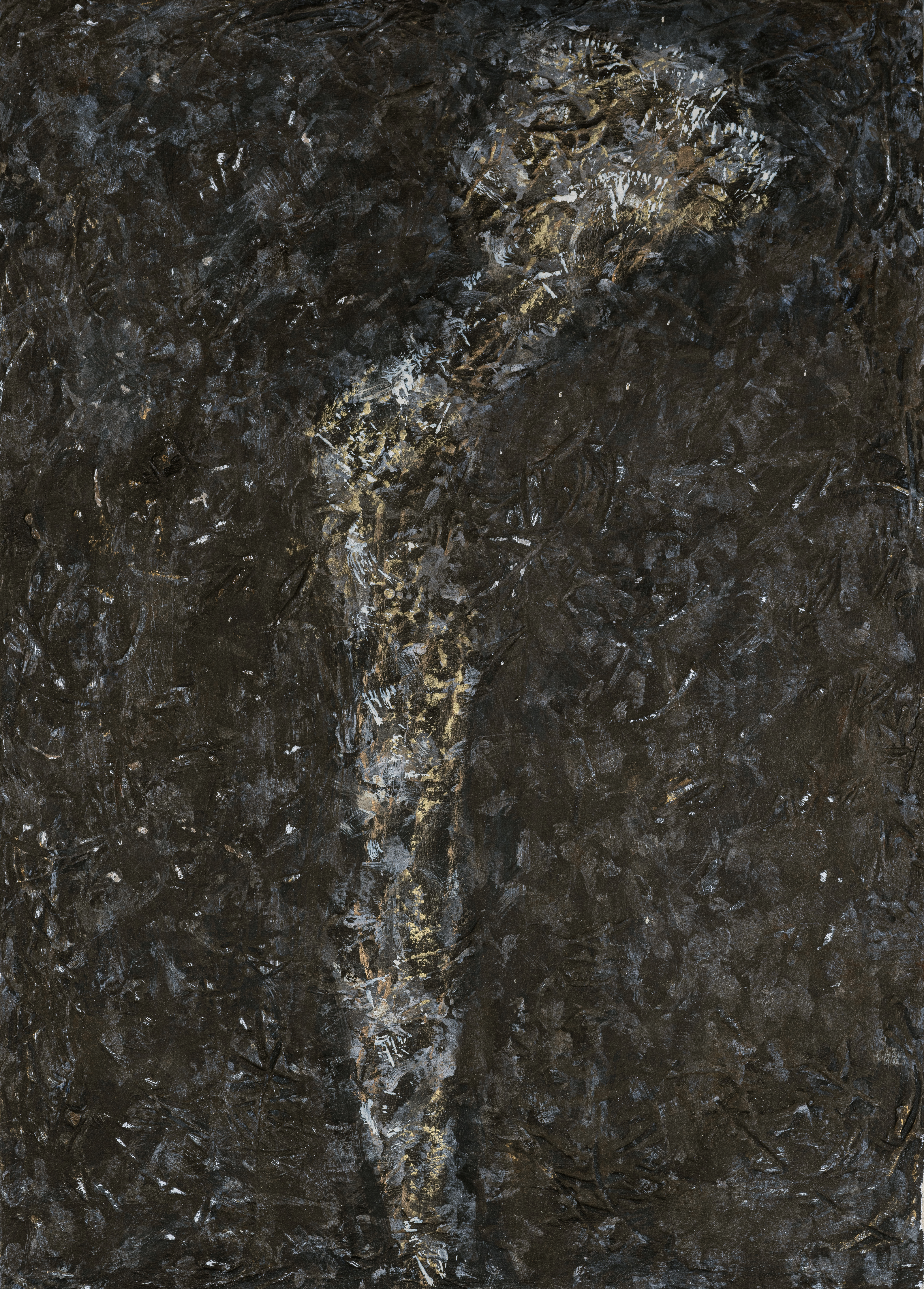 Fati KHOSROSHAHI, "Farhad", 2024, technique mixte sur bois, 42 x 60 cm (série Les chants des regrets)