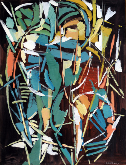LANSKOY André, "Abstraction", technique mixte sur toile, sans date.