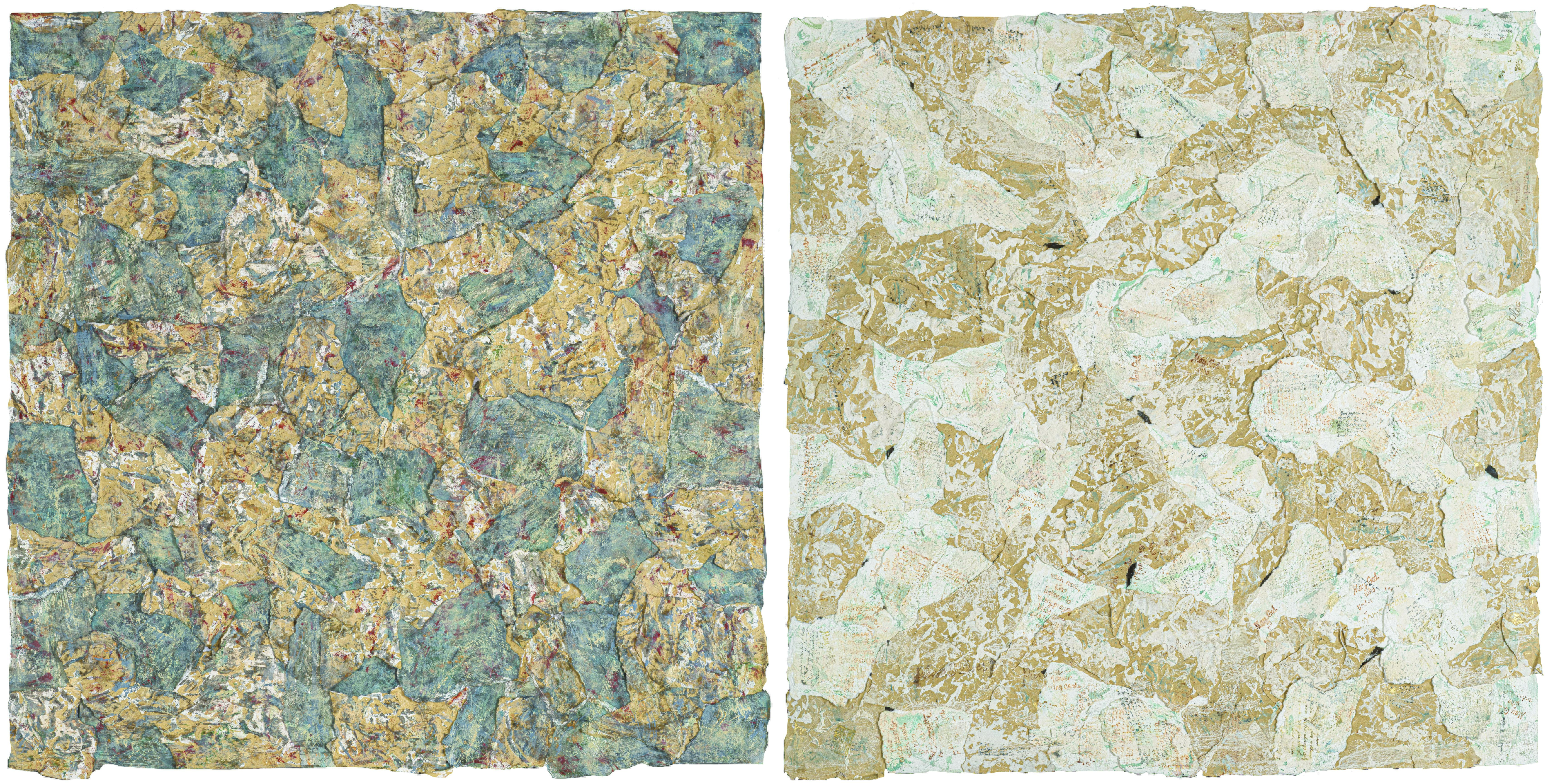 Fati KHOSROSHAHI, "Angels n° 2", 2021, collage et technique mixte sur carton, diptyque, deux fois 68 x 70 cm (série De Quoi Rêvent les Anges)