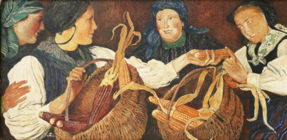 BIÉLER Ernest, "Épis de maïs", tempera sur panneau, 1941.