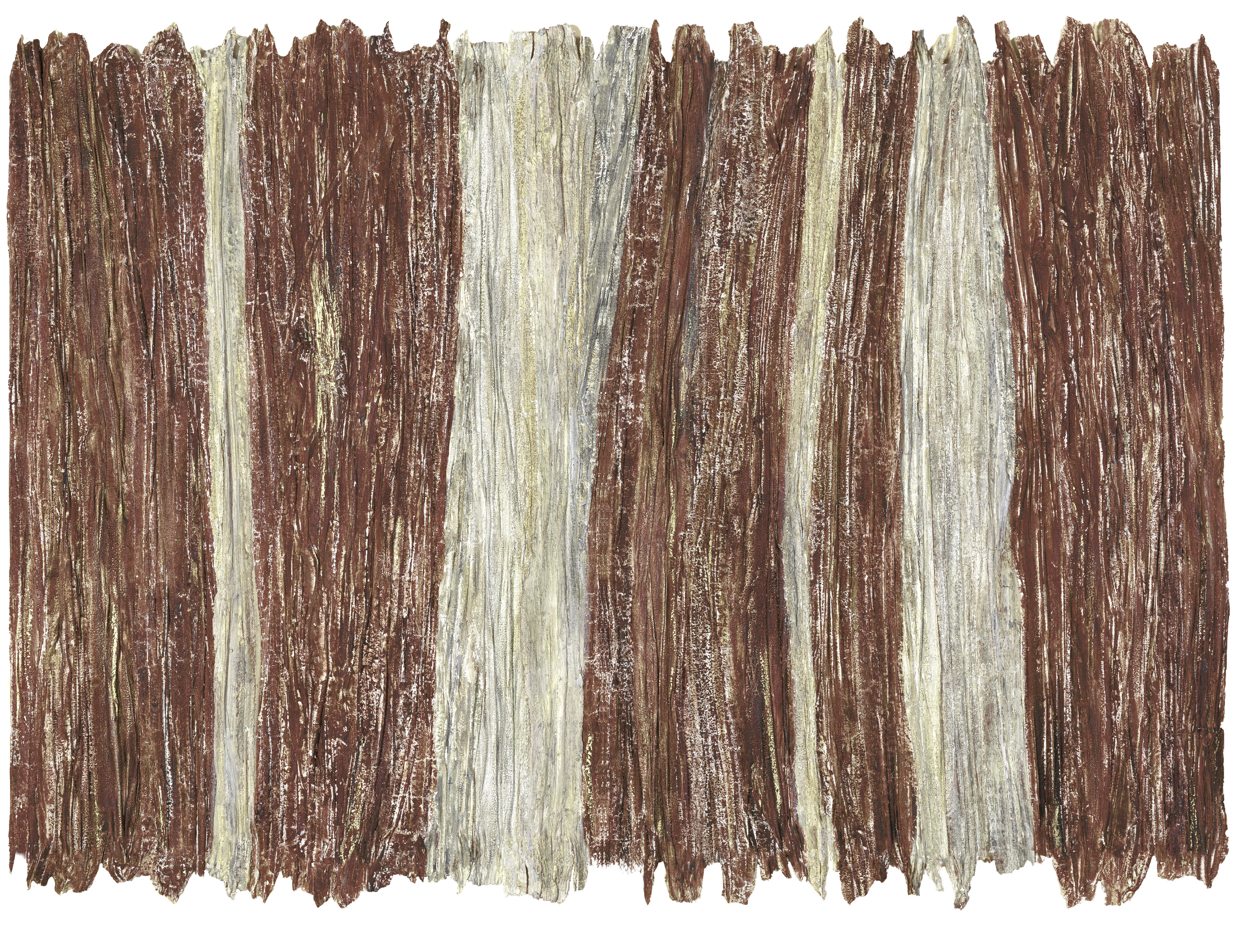 Fati KHOSROSHAHI, "sans titre", 2025, technique mixte sur bois, 100 x 150 cm (série Errances)