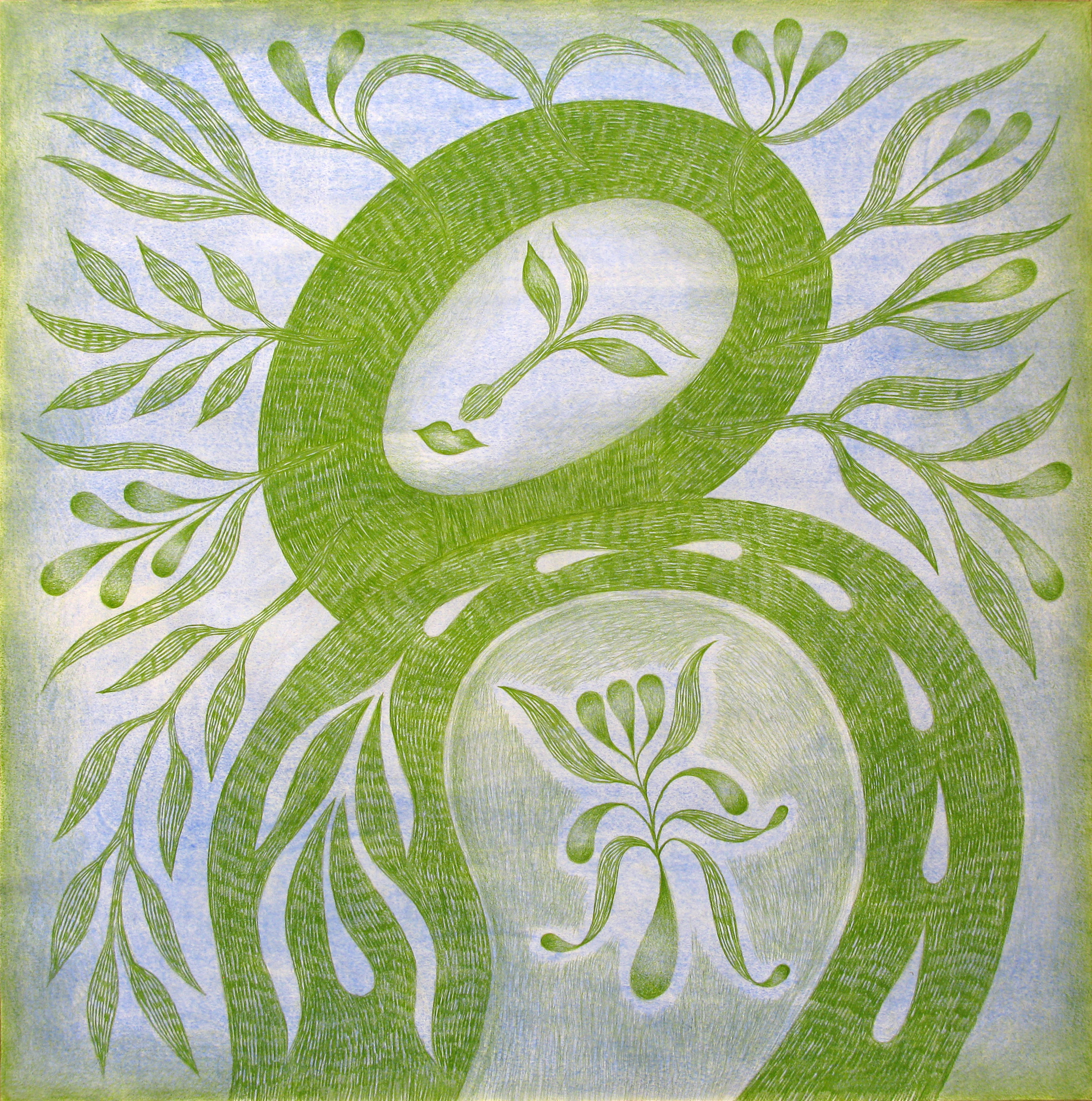 ISPERIAN, "À l’avenue Longemale 4", 2024, crayon sur peinture acrylique, 73.5 x 73.5 cm