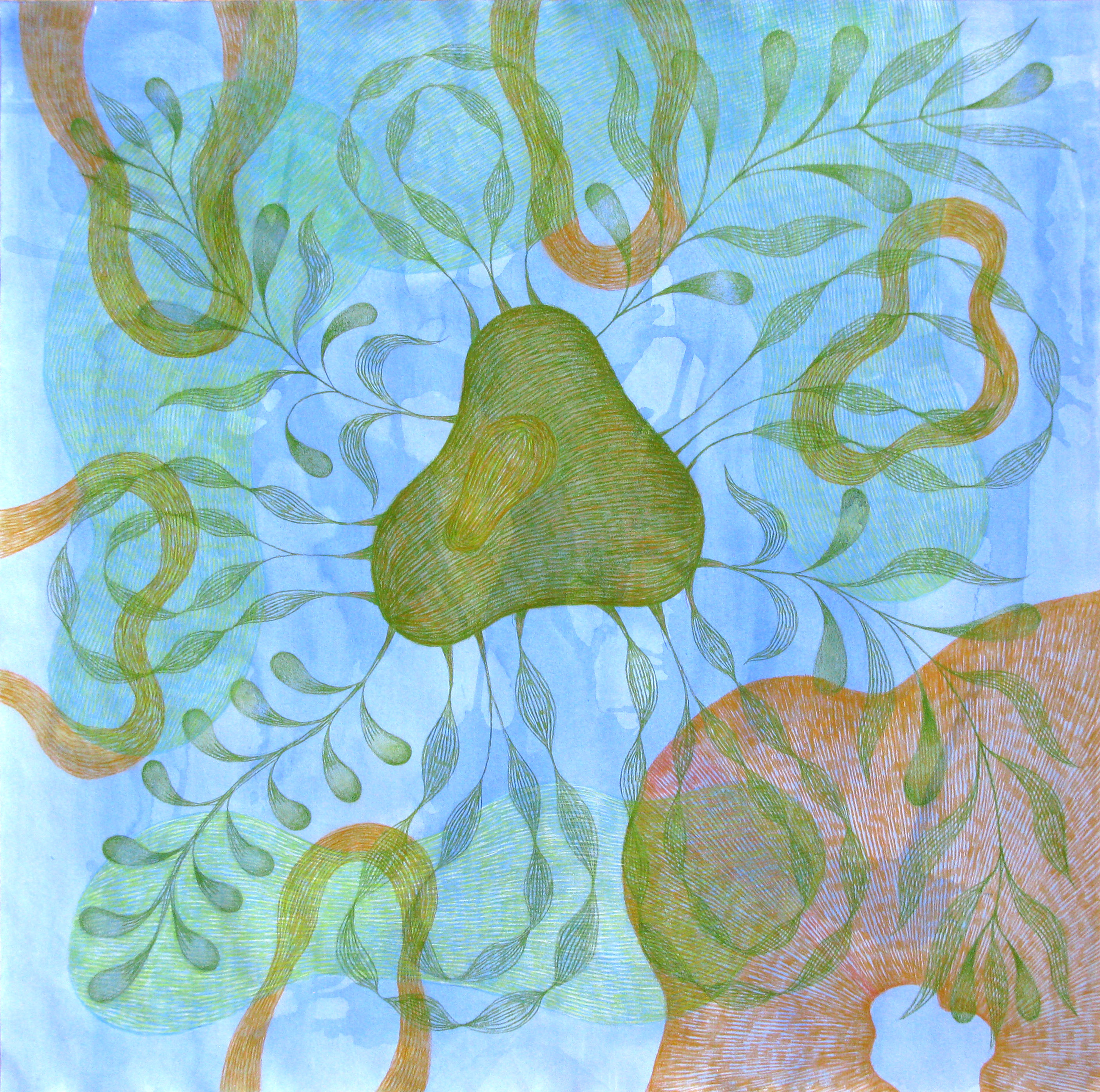 ISPERIAN, "À l’avenue Longemale 6", 2024, crayon sur peinture acrylique, 74.5 x 74.5 cm