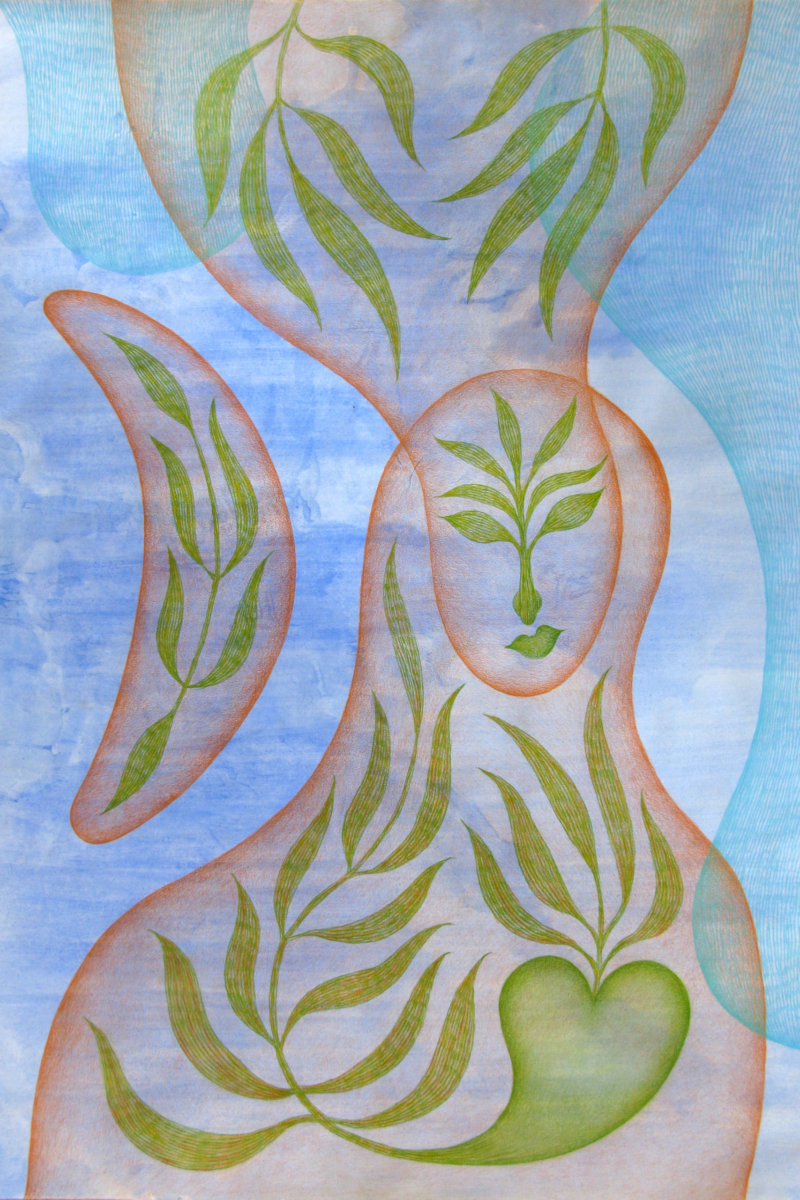 ISPERIAN, "Au chemin Eugène-Grasset 1", 2025, crayon sur peinture acrylique, 111.5 x 79.5 cm