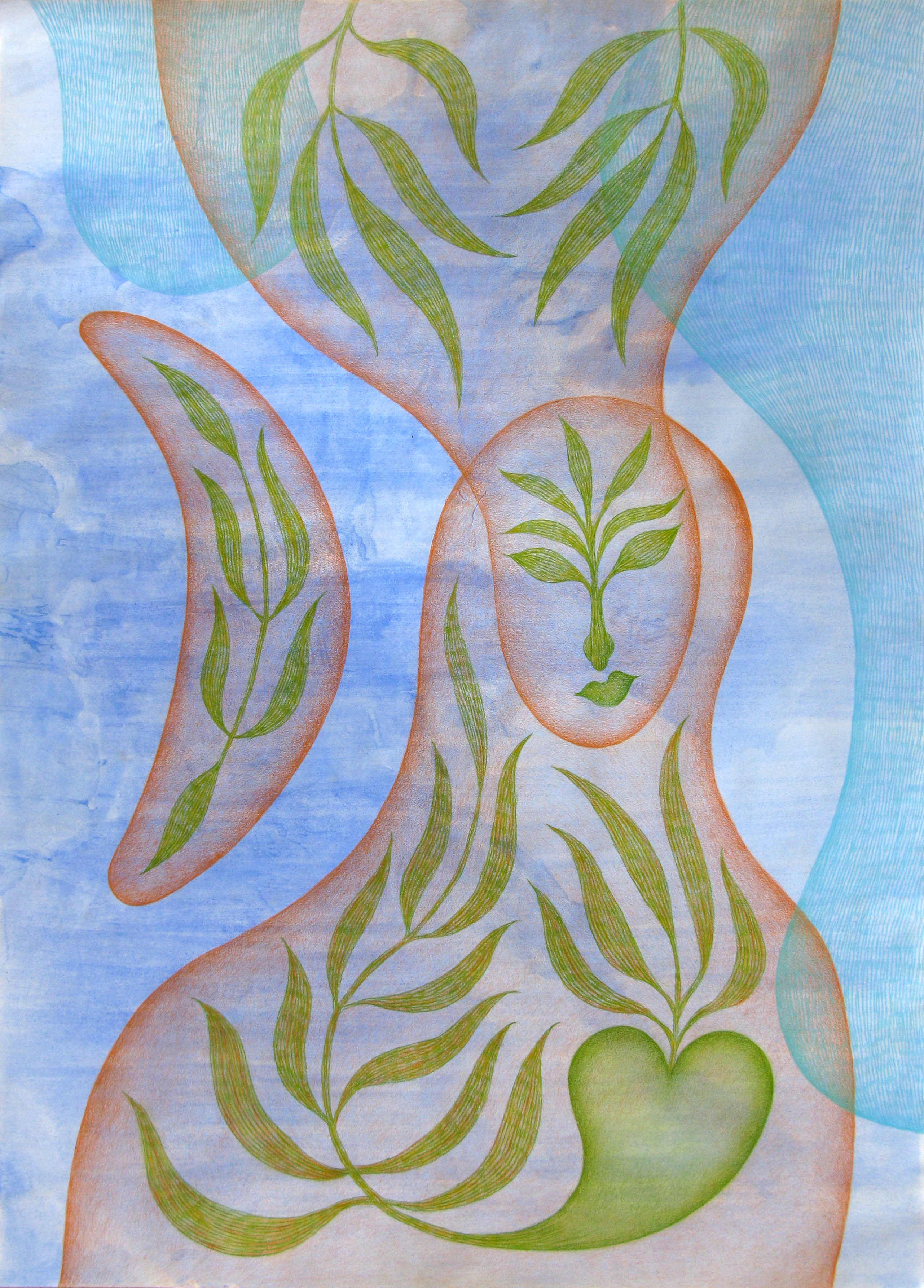 ISPERIAN, "Au chemin Eugène-Grasset 1", 2025, crayon sur peinture acrylique, 111.5 x 79.5 cm