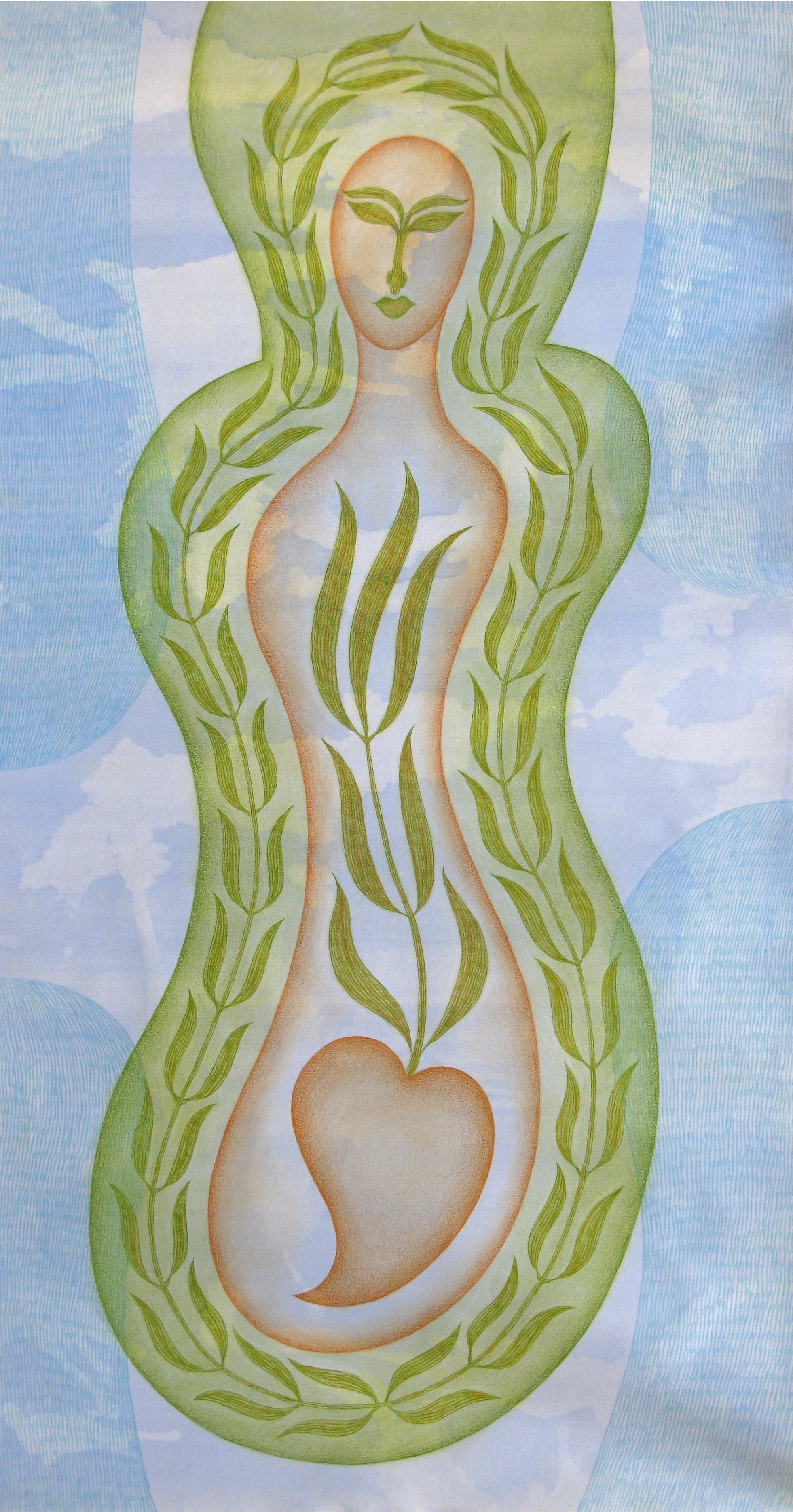 ISPERIAN, "Eugène Grasset 1", 2025, crayon et acrylique, 130 x 67 cm