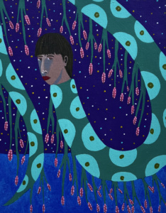 Francisco Sepúlveda, "Dieu de la nuit", 2025, acrylique sur lin, 41 x 33 cm