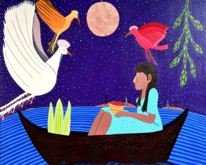 Francisco Sepúlveda, "Mysteres de l'île des pâques II", 2026, acrylique sur lin, 81 x 100 cm