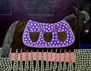 Francisco Sepúlveda, "Le messager", 2025, acrylique sur lin, 46 x 60 cm