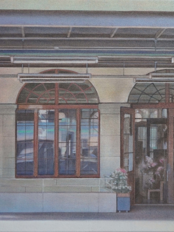 Atsuko Sasaki, "Le Fleuriste de la Gare", 2025, huile sur toile, 73 x 50 cm