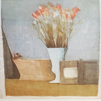 Gérard de PALÉZIEUX, «Nature morte au bouquet, pot et panier», 1983