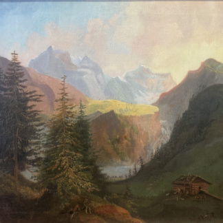 ANONYME, «Les bergers», huile sur toile, XVIII siècle.