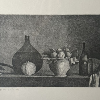 Gérard de PALÉZIEUX, "Nature morte (melon et pêches)", 1960