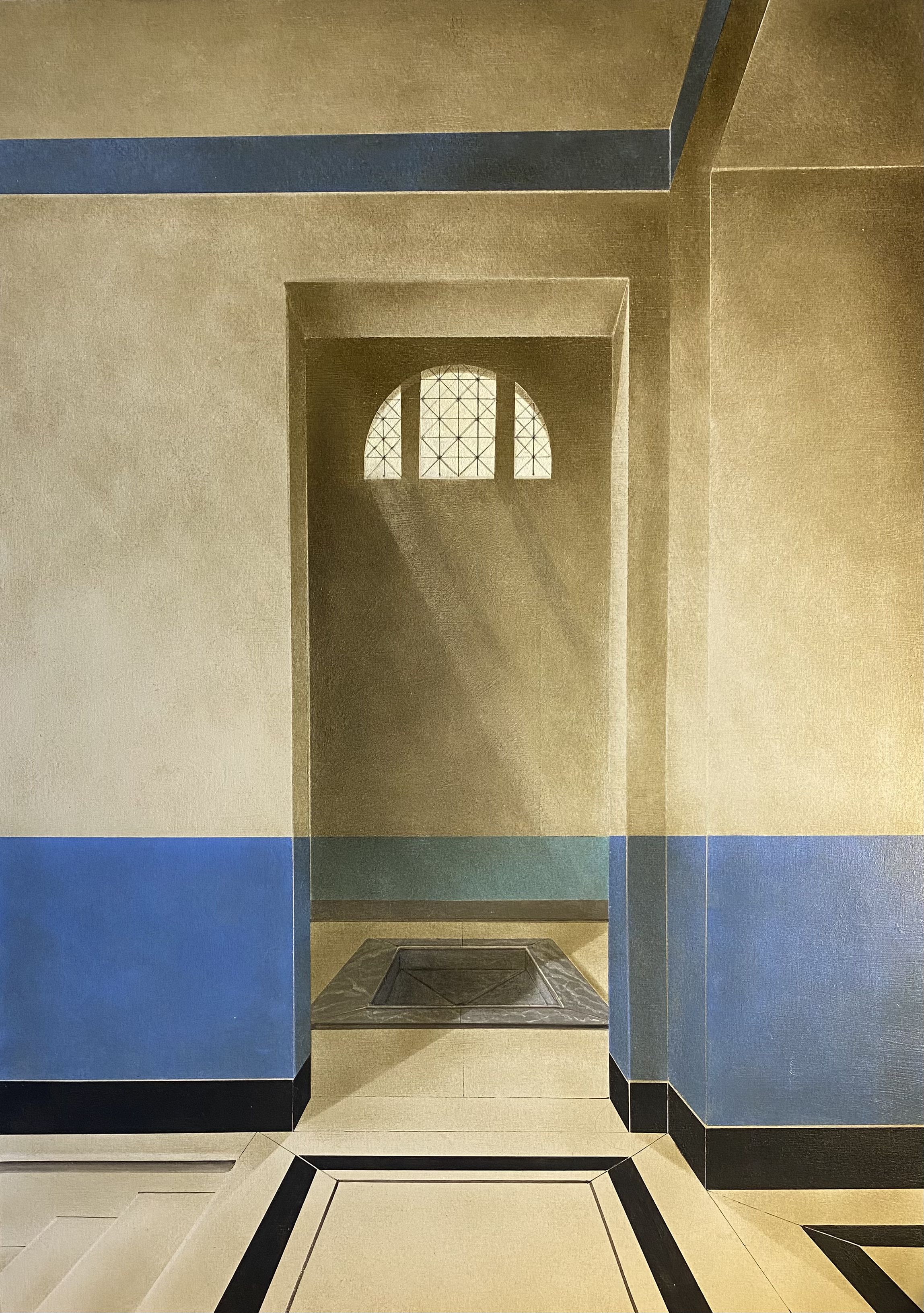 Arduino CANTÀFORA, "La sua felicità" (Son bonheur), 2026, Vinylique et huile sur bois, 70 x 50 cm