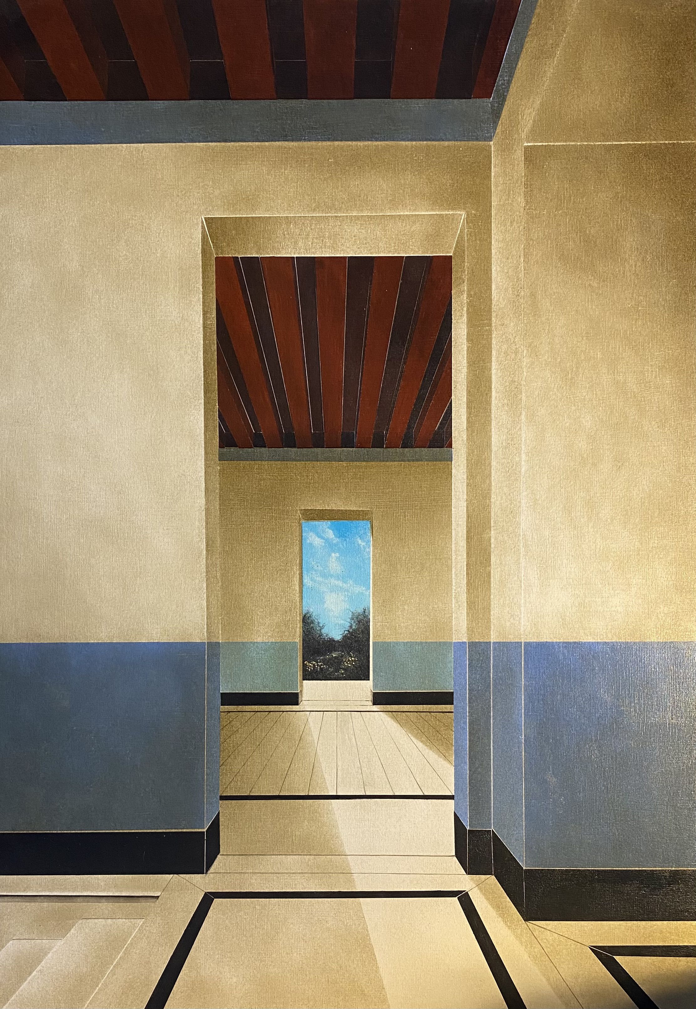 Arduino CANTÀFORA, "L'estate è al suo colmo" (L'été est à son comble), 2026, Vinylique et huile sur bois, 70 x 50 cm